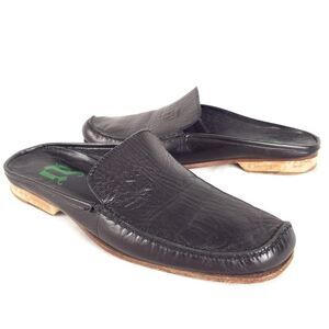 Versace Classsic Black Leather Slip On Open Back Mule Loafer Womens Size 36 or 6